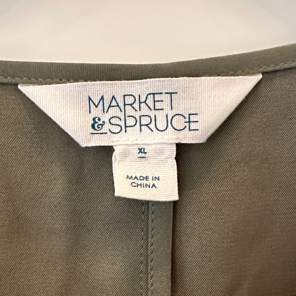 Market & Spruce Olive Blouse with Eyelet Sleeves - Picture 2 of 7